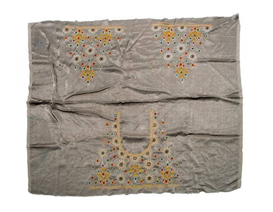 Ahir Work Mashru Silk Hand Embroidered Blouse - Unstitched   - 120 cms Length  -  SKU: RD11601I