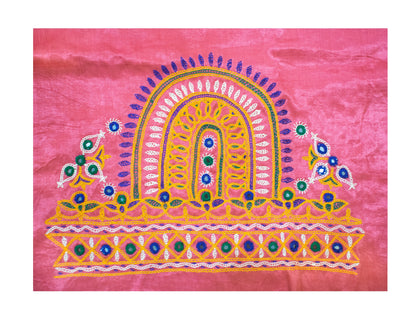 Ahir Work Mashru Silk Hand Embroidered Blouse - Unstitched   - 120 cms Length  -  SKU: RD19302A