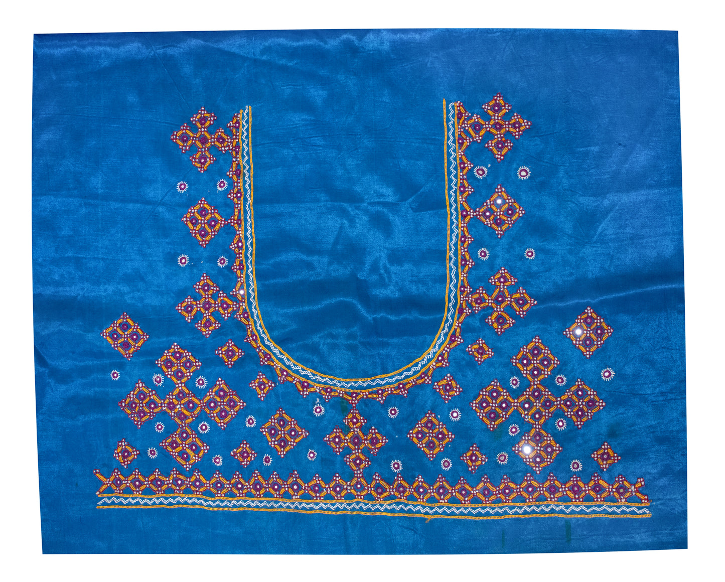 Mutva Work Mashru Silk Hand Embroidery Blouse - Unstitched   - 120 cms Length  -  SKU: RD19304A