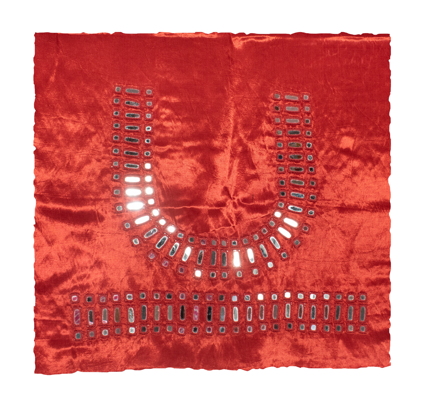 Cut Mirror Work Mashru Silk Hand Embroidered Blouse - Unstitched   - 1 Mtr Length  -  SKU: RD23203A