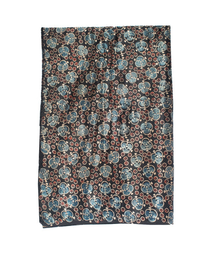 Ajrakh Mashru Silk Natural Dye Hand Block Print Blouse - Unstitched   - 1 Mtr Length  -  SKU: HM04203D