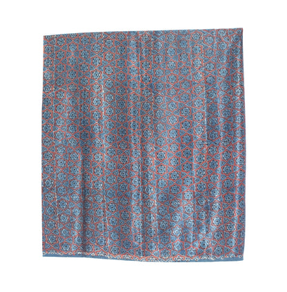 Ajrakh Mashru Silk Natural Dye Hand Block Print Blouse - Unstitched   - 1 Mtr Length  -  SKU: EK01201H