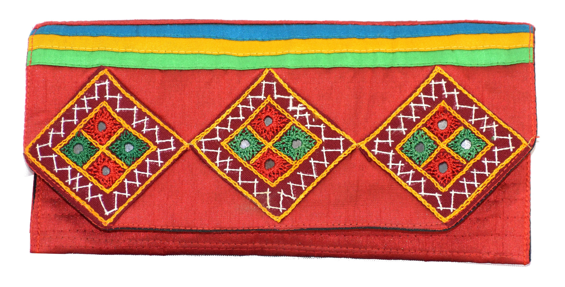 Aahir Embroidery Raw Silk Three Patch Wallet