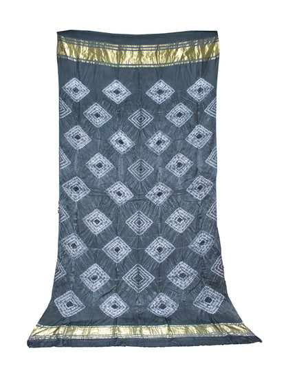 Shibori Bandhej Modal Silk Dupatta   With Golden Border  - 2.4 Mtr Length  -  SKU: MS03C01D