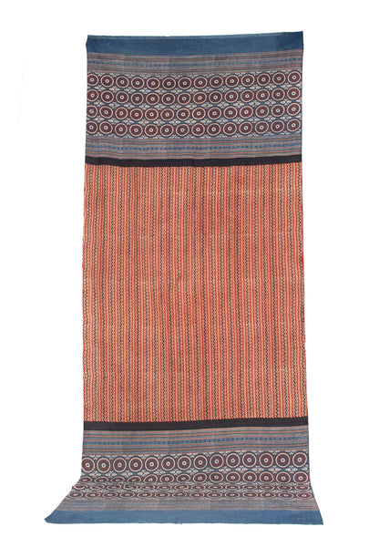 Ajrakh Mul Cotton Natural Dye Three Colour Print Hand Block Print Dupatta   - 2.35 Mtr Length  -  SKU: EK16102E