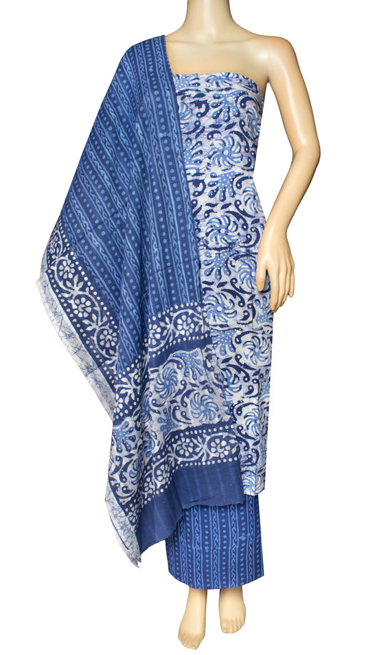 Wax Batik Rayon Full Printed Hand Block Print Dress Material  with 36 Inch wide Dupatta   -  SKU: AA28901N