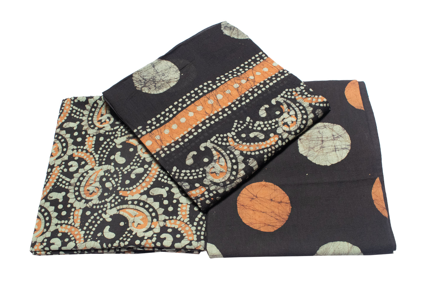 Wax Batik Cotton Full Printed Hand Block Print Dress Material  with 44 Inch wide Dupatta  - 2.5 Mt Top  -  SKU: SA10501G