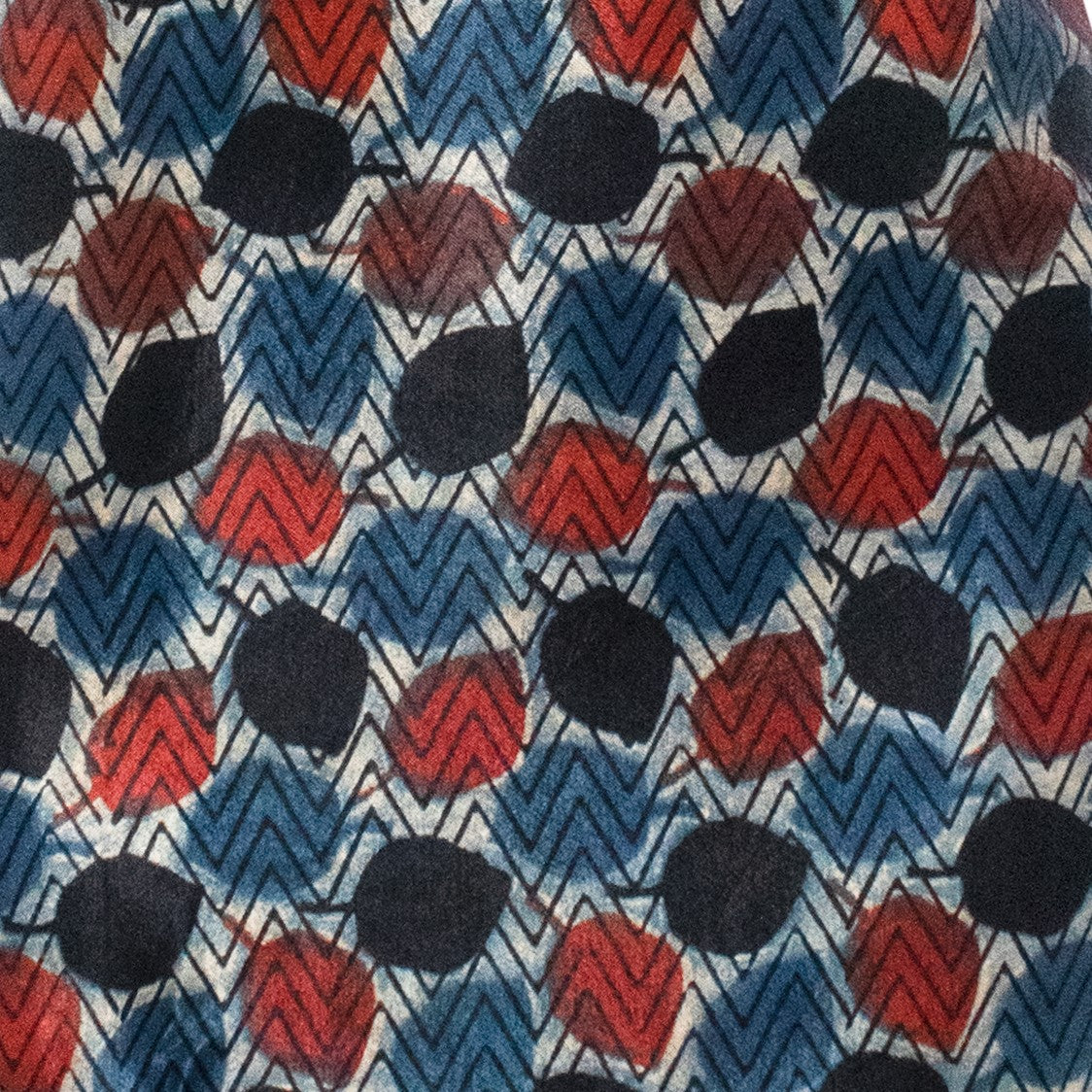 Ajrakh Mashru Silk Natural Dye Hand Block Print Fabric    -  SKU: ID18303C