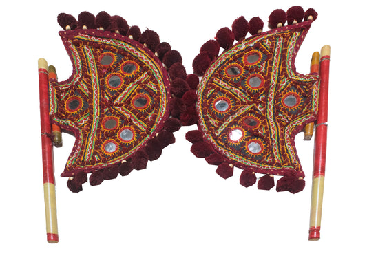 Simple Mirror Work Cotton Large Mirror Work Handwork Fan
