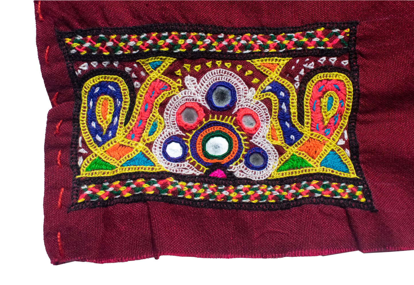 Ahir Work cotton Fine Mirror and Threadwork Embroidery Handwork Patch    -  SKU: VA06807B