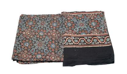 Ajrakh Modal Silk Natural Dye Hand Block Print Kurta-Dupatta (Two Piece Set)   - 2.5  Mt Top  -  SKU: ID14601E