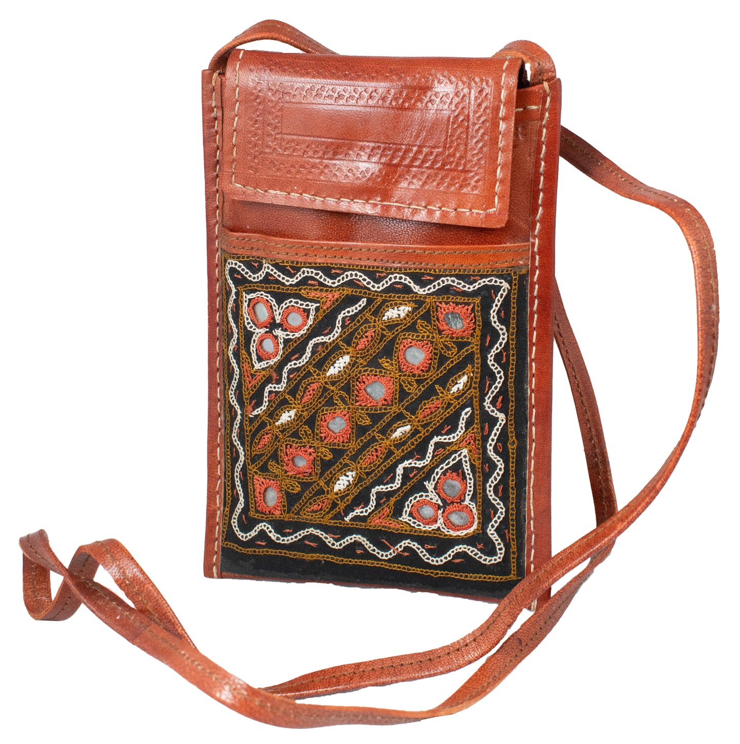Leather Craft Punch Work Pure Leather Mobile Cover    -  SKU: AB20704B