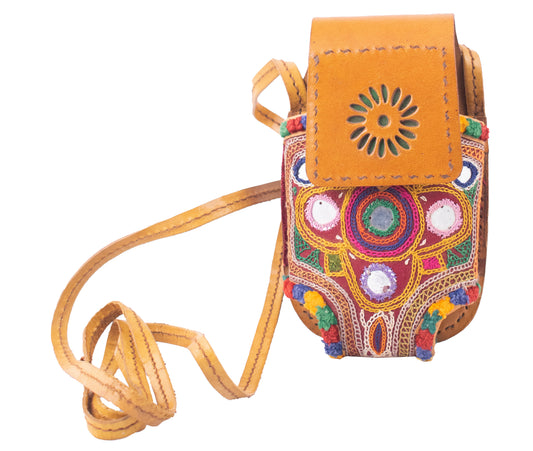 Leather Craft Punch Work Pure Leather Mobile Cover    -  SKU: AB20707A