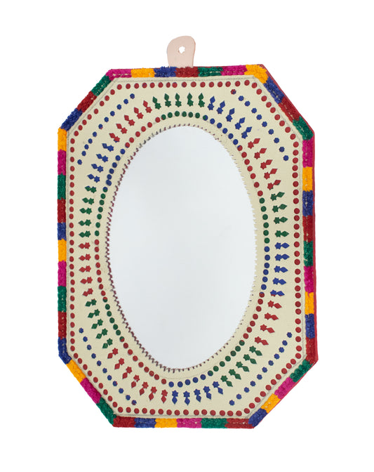 Rectangle Cut Corner with Oval Mirror Large Mirror Leather Craft    -  SKU: AH05604B