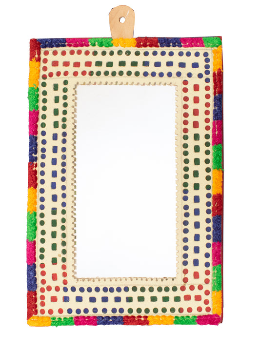 Leather Craft Punch Work Rexine Mirror  Medium  - Rectangle within Rectangle  -  SKU: AH21607A