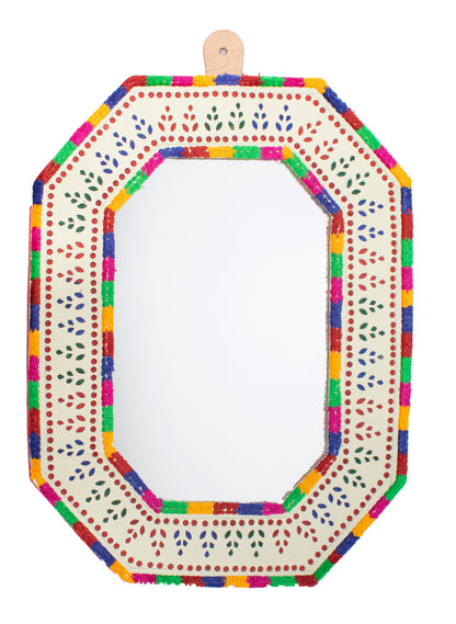 Leather Craft Punch Work Rexine Mirror  Very Large  - Rectangle with Cut Corner  -  SKU: AH21602B