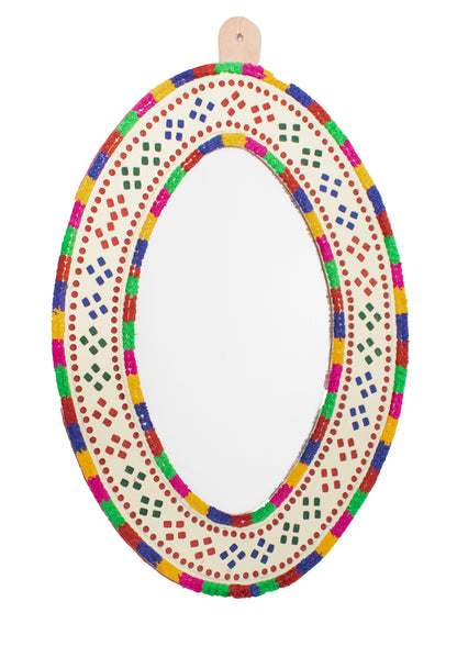 Leather Craft Punch Work Rexine Mirror  Very Large  - Oval  -  SKU: AH21605A