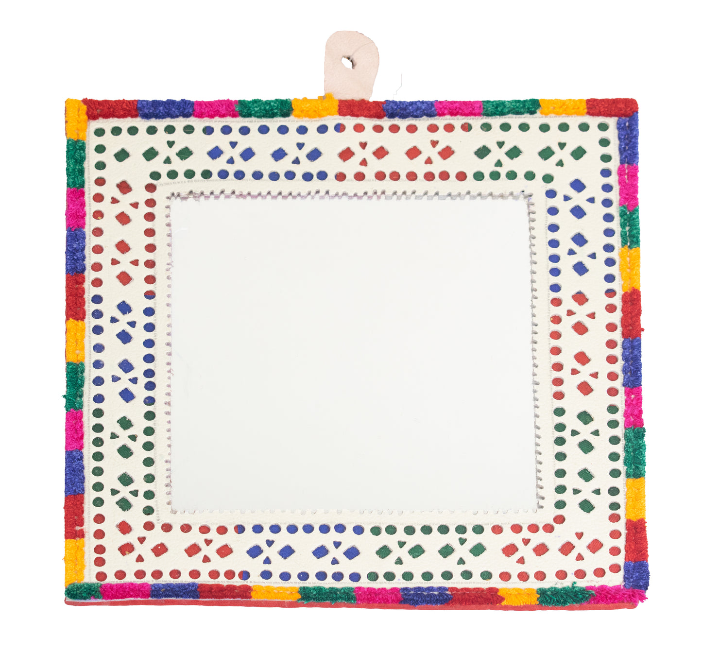 Leather Craft Punch Work Rexine Mirror  Large  - Square  -  SKU: AH02A03A