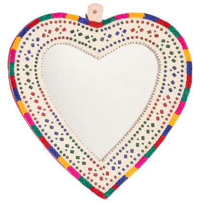 Leather Craft Punch Work Rexine Mirror  Large  - Heart  -  SKU: AH02A04B