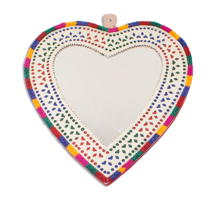 Leather Craft Punch Work Rexine Mirror  Large  - Heart  -  SKU: AH02A04E