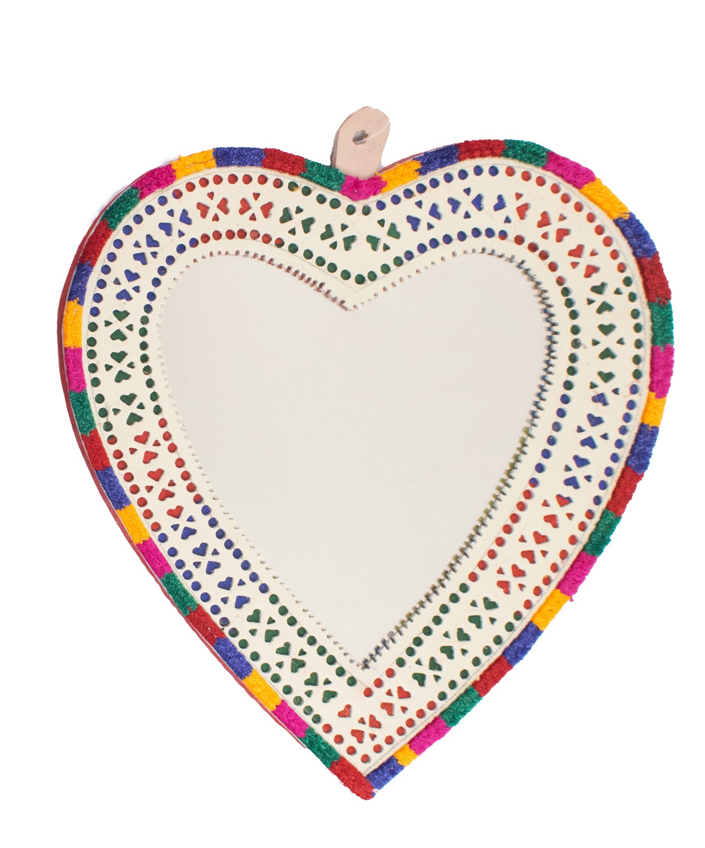 Leather Craft Punch Work Rexine Mirror  Large  - Heart  -  SKU: AH02A04F