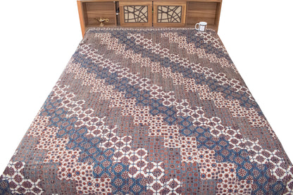 Applique Work Cotton Applique & Katha Work & Ajrakh Block Print Quilt Bedspread    -  SKU: MA28607A
