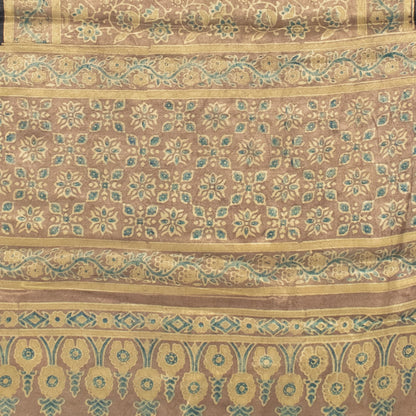 Ajrakh Mashru Silk Natural Dye Hand Block Print Stole   - 2.1 Mtr Length  -  SKU: AB31A01A