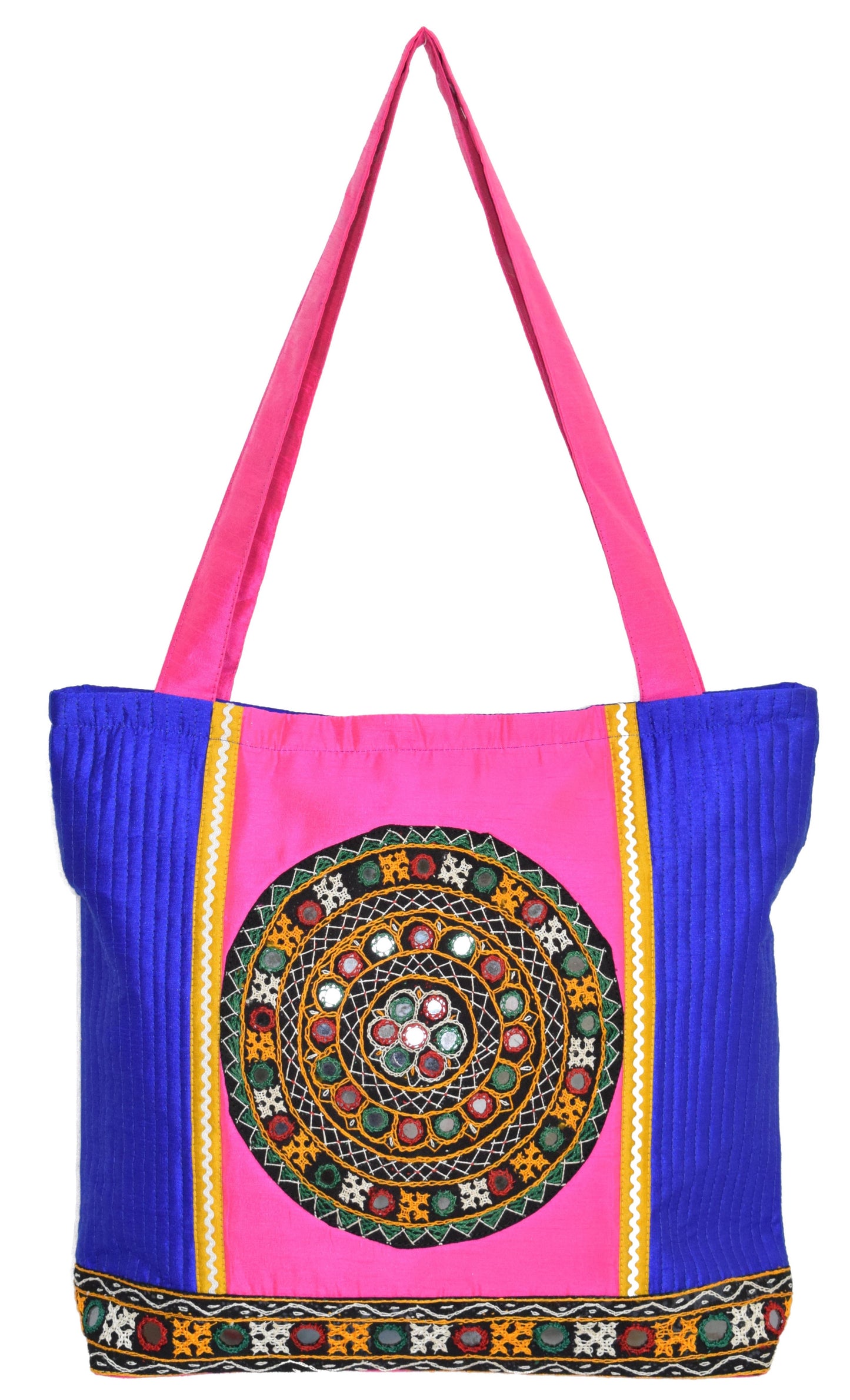 Shopping Bag with Kutchi Patchwork and Border