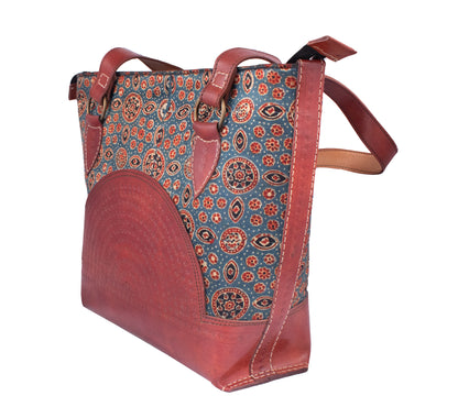 Leather Craft Punch Work Pure Leather Tote Bag    -  SKU: AB20711A