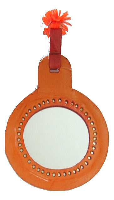 Punch Work Leather Art Pure Leather Vanity Mirror