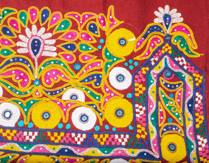 Golwadi Work Cotton Fine Mirror and Threadwork Embroidery Wall Decoration    -  SKU: VA10C12A