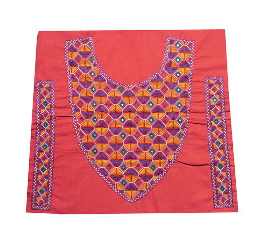 Jat Work Cotton Fine Mirror and Threadwork Embroidery Yoke    -  SKU: SH19913A