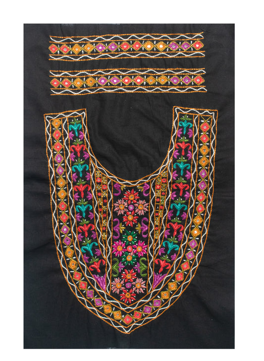 Ahir Work Cotton Fine Mirror and Threadwork Embroidery Yoke    -  SKU: SH16701G