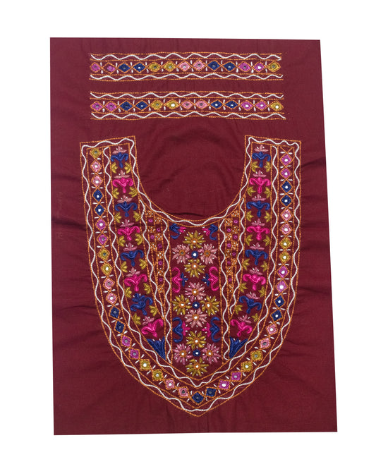 Ahir Work Cotton Fine Mirror and Threadwork Embroidery Yoke    -  SKU: SH16701H