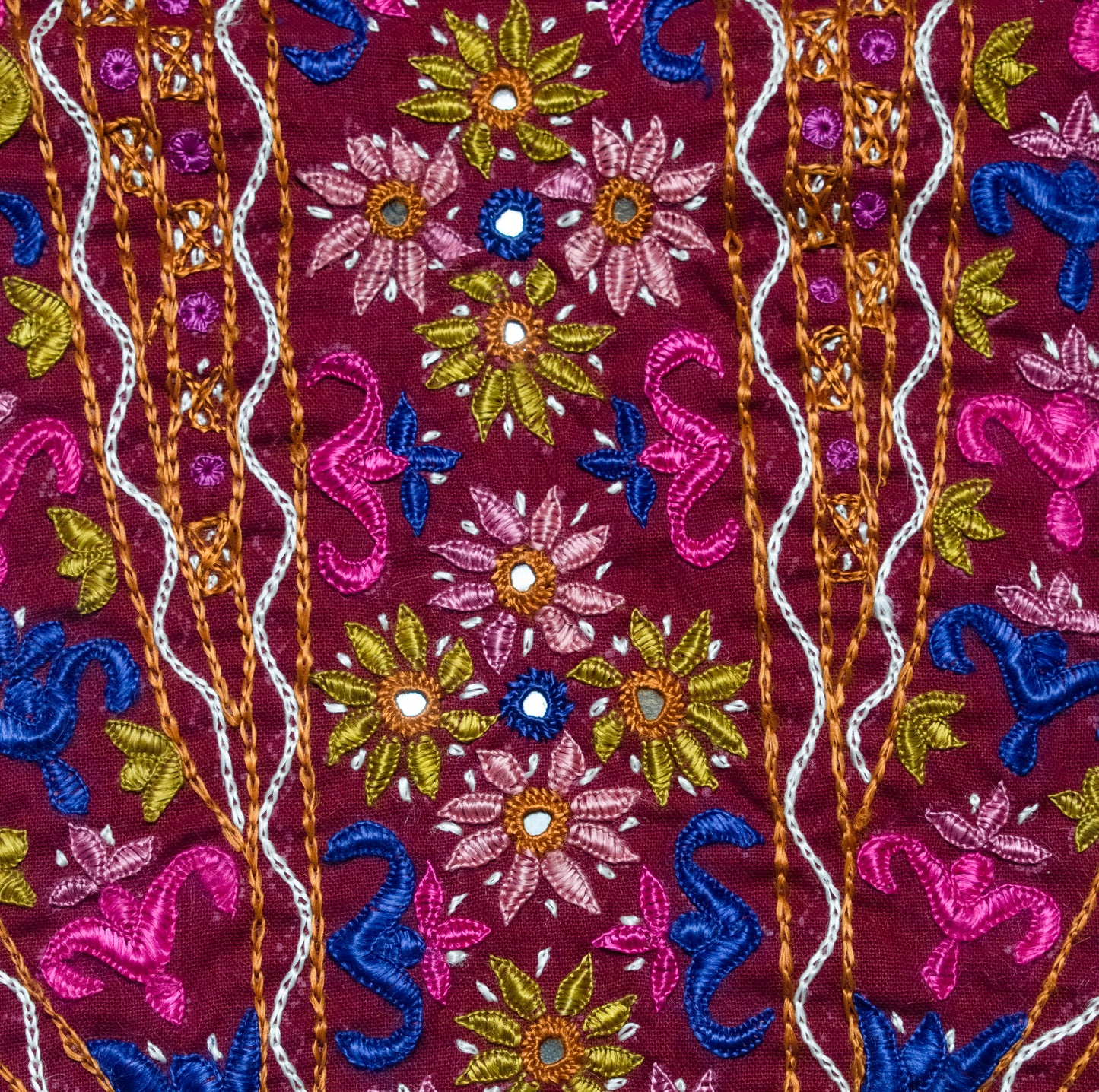 Ahir Work Cotton Fine Mirror and Threadwork Embroidery Yoke    -  SKU: SH16701H