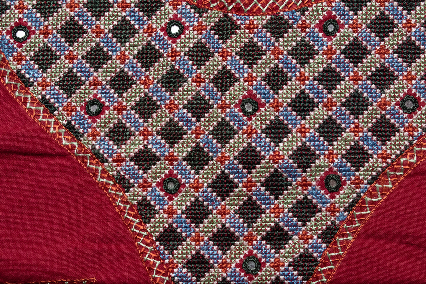 Jat Work cotton Fine Threadwork Hand Embroidery Yoke    -  SKU: SH02802C